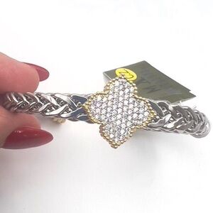 14k gold plated clover Elegant Silver and Gold Braided Bracelet